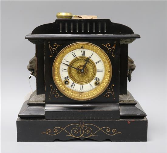 An Ansonia mantel clock length 29.5cm